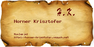 Horner Krisztofer névjegykártya